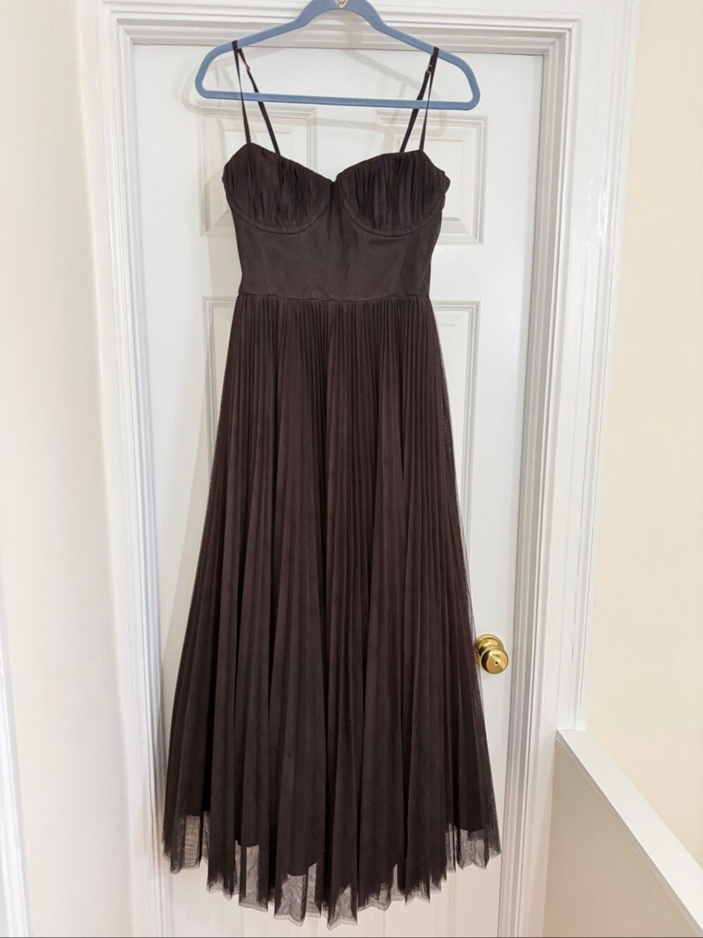 Anthropologie/HUTCH Amara Corset Pleated Tulle Fir & Flare Mid dress- $348choco - Picture 4 of 9